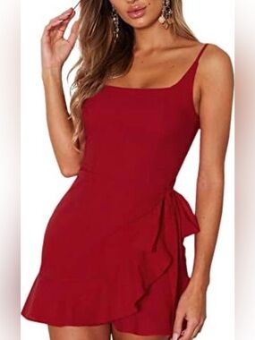 NWOT Relipop Women's Spaghetti Strap Wrap Front Ruffle Dress Sz S